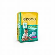 PAÑALES DESACHABLES PARA BEBE EKONO TALLA G X 30 UND
